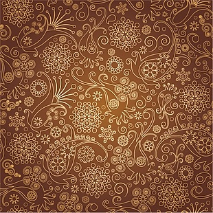 棕色古典花卉纹理矢量素材