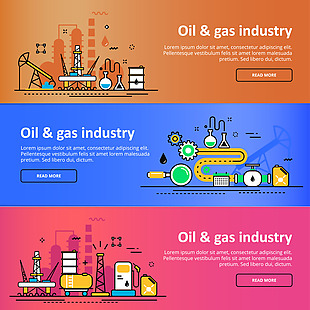 扁平创意工业石油插画