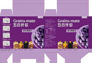 紫色五谷伴侣提子燕麦片包装