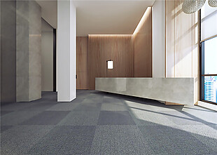 现代时尚极简办公室灰色格子地板工装装修图