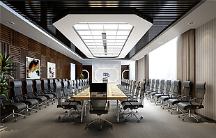 欧式时尚奢华风格办公室会议室装修效果图