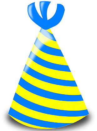 蓝色条纹生日帽免抠png透明素材