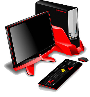 酷炫红黑台式电脑免抠png透明素材