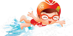 卡通可爱游泳的小孩免抠png透明图层素材