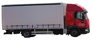 红色厢式载重货车免抠png透明图层素材