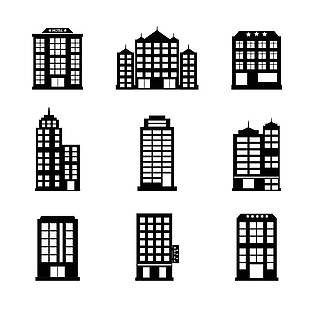 黑色网页UI公司高楼大厦建筑icon图标