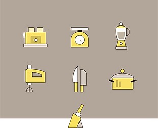 网页UI黄色厨房用具icon图标素材
