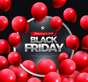 黑色星期五设计与红色现实气球