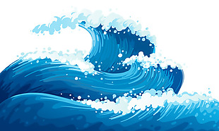 卡通蓝色波浪png元素素材