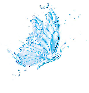 透明的蓝色蝴蝶png元素素材