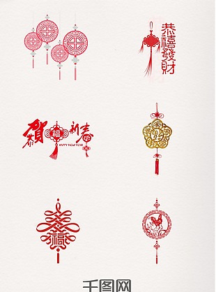 春节节日中国结装饰图案psd