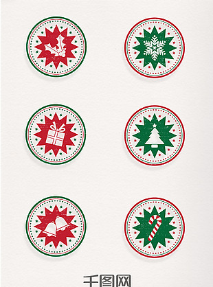 圣诞装饰元素圆形复古印章