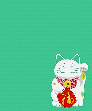 矢量日系新年招财猫背景素材