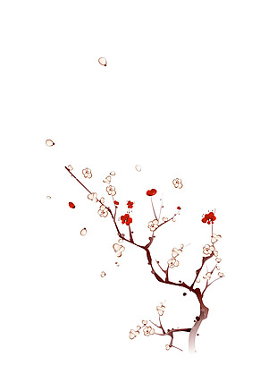 中国风水墨花朵元素