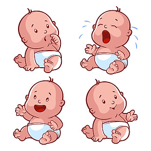 手绘婴儿表情包元素