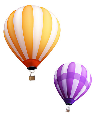 彩色条纹热气球元素