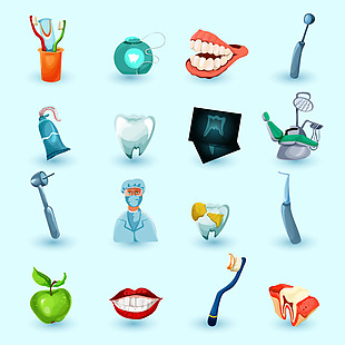 医疗牙科用品图标元素