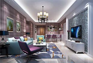 现代欧式客厅沙发实景图