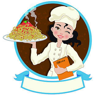 美女厨师卡通矢量素材