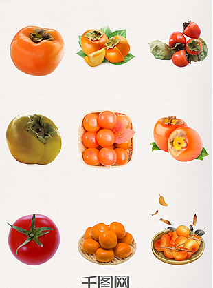 水果柿子装饰元素图案