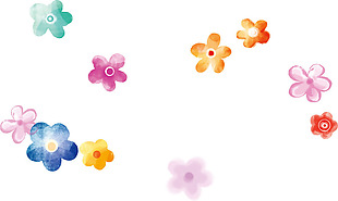 多彩手绘花朵png元素素材