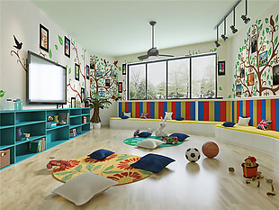 现代大型幼儿园休息室装修效果图