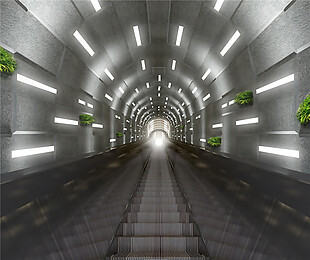 科技时光感电梯隧道装修效果图