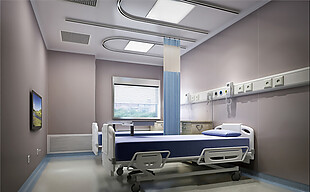 高端医院病房床位装修实景图