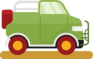 卡通绿色汽车元素