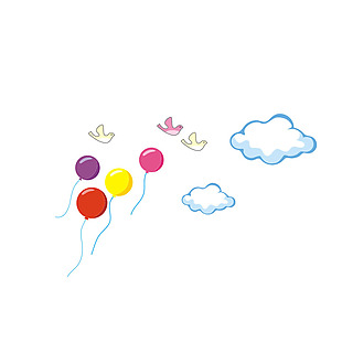 手绘云朵气球元素