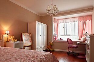 粉色系卧室飘窗效果图