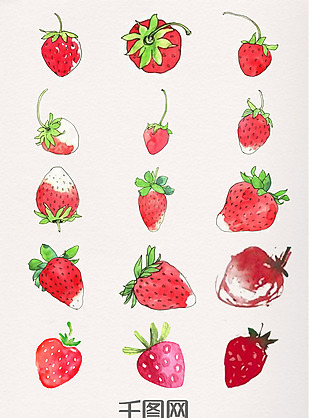 水彩植物草莓素材