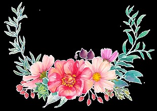 半圆形花卉卡通透明素材