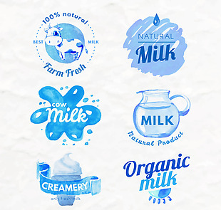 牛奶产品水彩贴纸