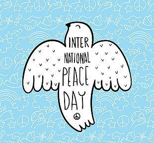 以和平鸽为国际和平日的背景