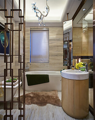 实木地板浴室现代效果图