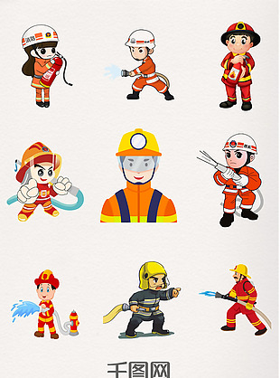 卡通消防队员装饰元素