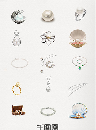 珍珠项链耳环装饰元素