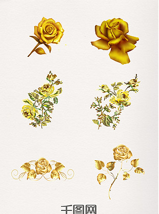 金色典雅玫瑰花素材