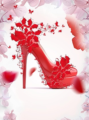 浪漫红色高跟鞋背景