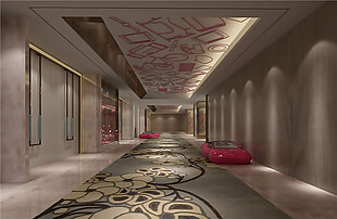 时尚创意现代酒店走廊装修效果图