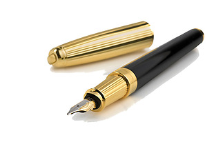 漂亮黑金钢笔免抠png透明素材