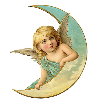 小天使和月亮免抠png透明素材