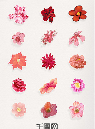 粉红色红色水彩手绘小清新花朵图案