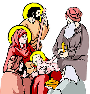 手绘卡通耶稣诞生免抠png透明素材