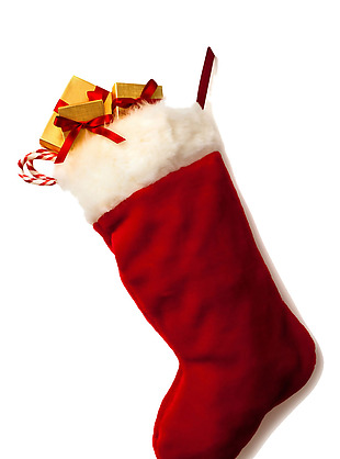 装满礼物的圣诞袜免抠png透明素材