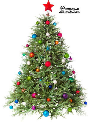 圣诞球装饰的圣诞树免抠png透明素材