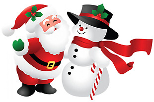 圣诞老人和雪人免抠png透明素材