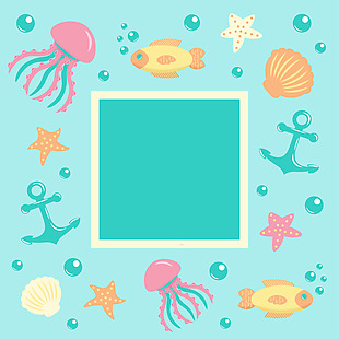 海洋动植物海报背景矢量