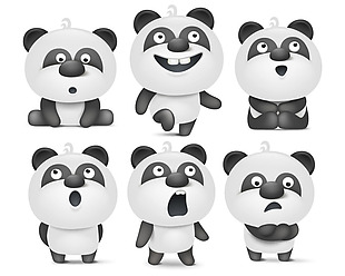 可爱表情的大熊猫插画